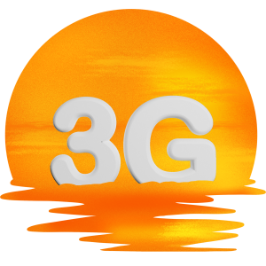 a 3g graphic souroynd by a sunset