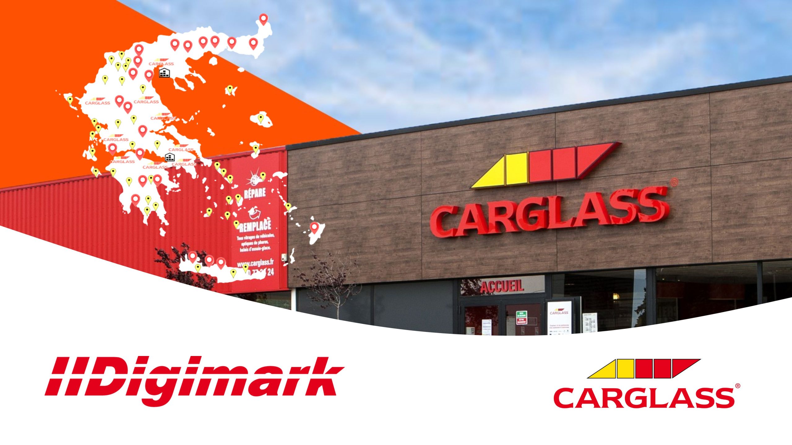 banner with carglass and map